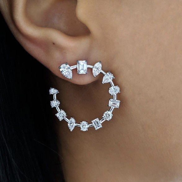 18K Diamond Hoop Earrings
